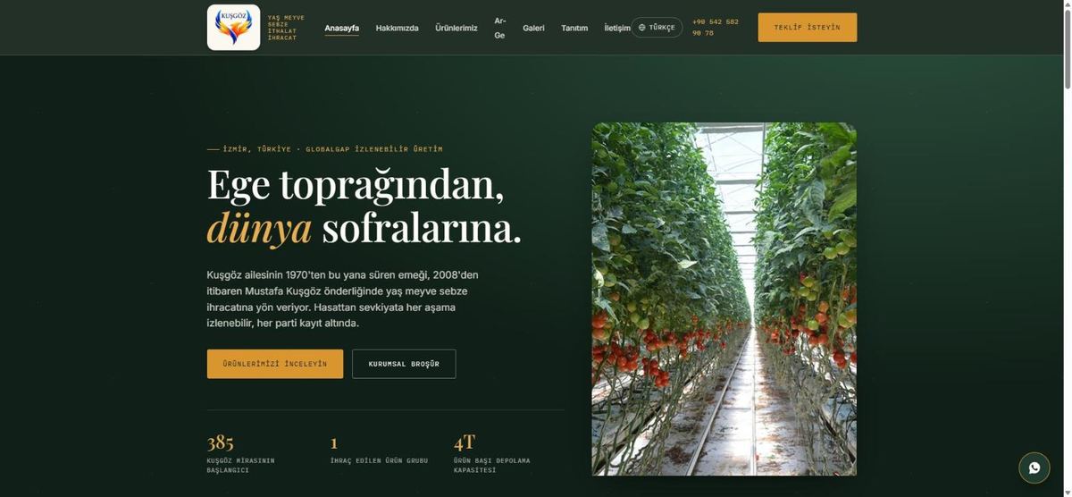 Kuşgöz Tarım Ambalaj web sitesi görseli